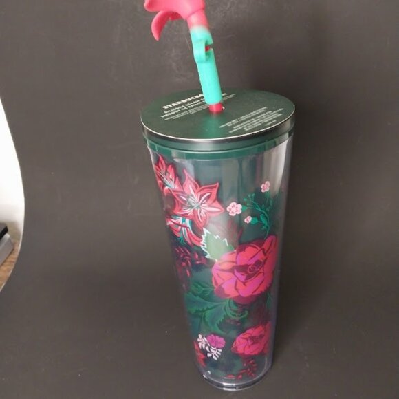 Starbucks Holiday 2022 Poinsettia Venti Tumbler + Flower Straw Topper - Picture 2 of 7